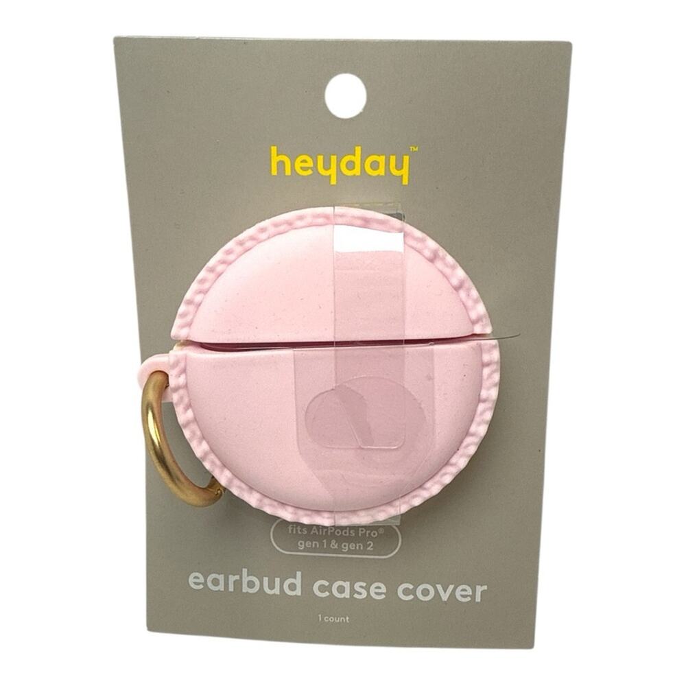Heyday Pink AirPods Pro Case Cover Gen 1 2 Silicone Gold Clip NEW